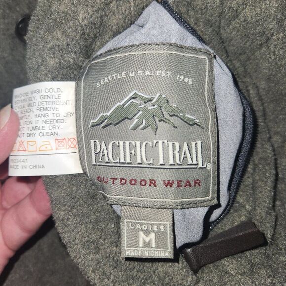 Pacific Trail Reversible Army Green Jacket Women M Polyester Coat Button - Picture 4 of 10